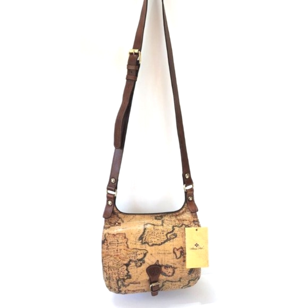 Patricia Nash European Map Saddle BAG Purse Adjustable Strap Leather NWT